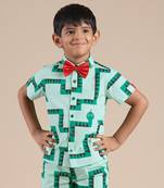 Green cotton printed shirt