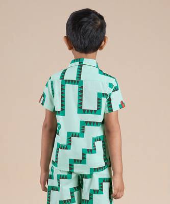 Green cotton printed shirt 4