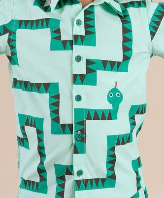 Green cotton printed shirt 5