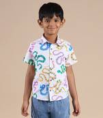 White cotton printed shirt