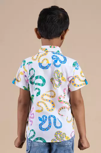 White cotton printed shirt