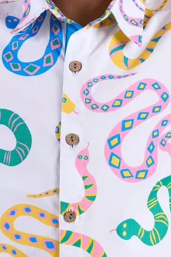 White cotton printed shirt