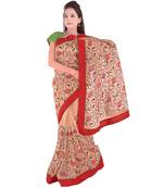 Floral Leaf Design Resham Embroidery Supernet Sari Deepawali Special Gift 275