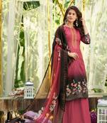 Pink Digital Printed Cotton Semi Stitched Straight Suit Up To 42" Size