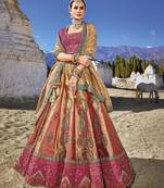 Latest copper colour banarasi jacquard silk traditional lehenga