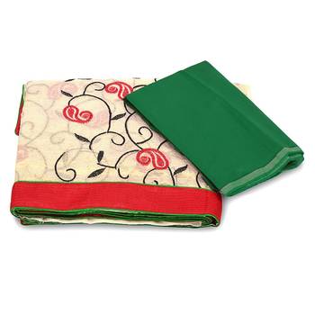 Floral Leaf Design Resham Embroidery Supernet Sari Deepawali Special Gift 275 4