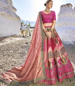 Latest baby pink colour banarasi jacquard silk blend lehenga