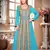 Cyan color Handmade Moroccan Kaftan with hijjab
