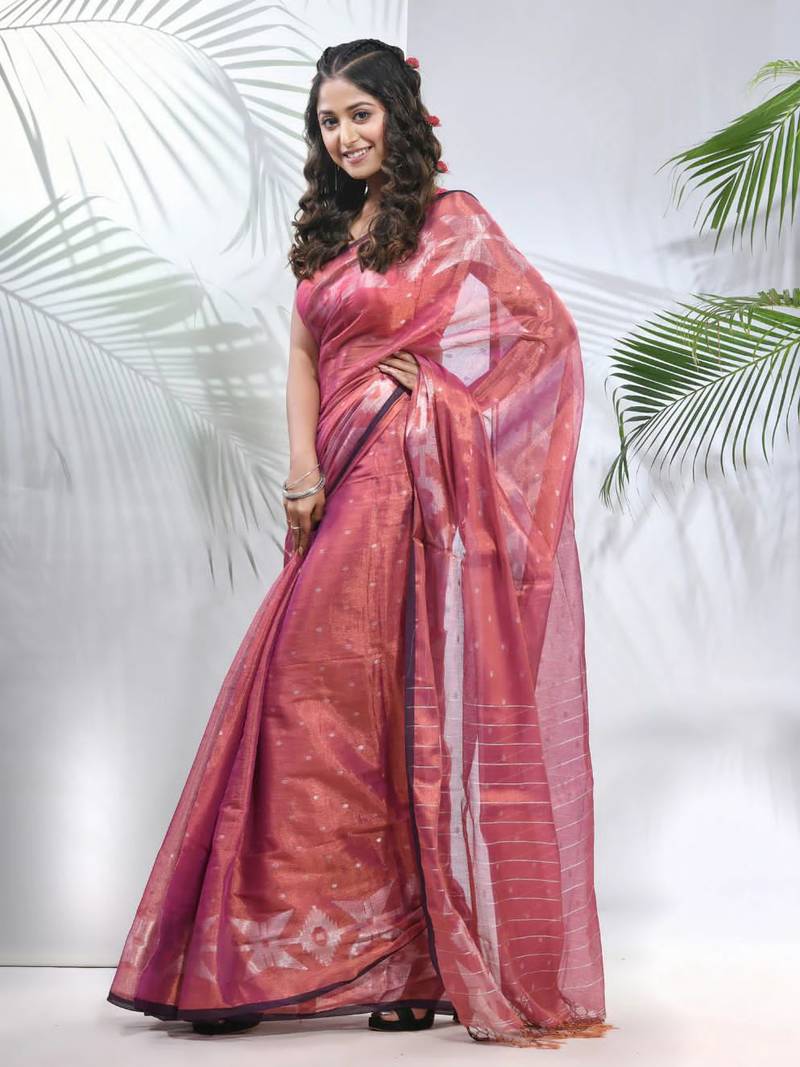 Fabulous Pink Soft Tissue Saree 