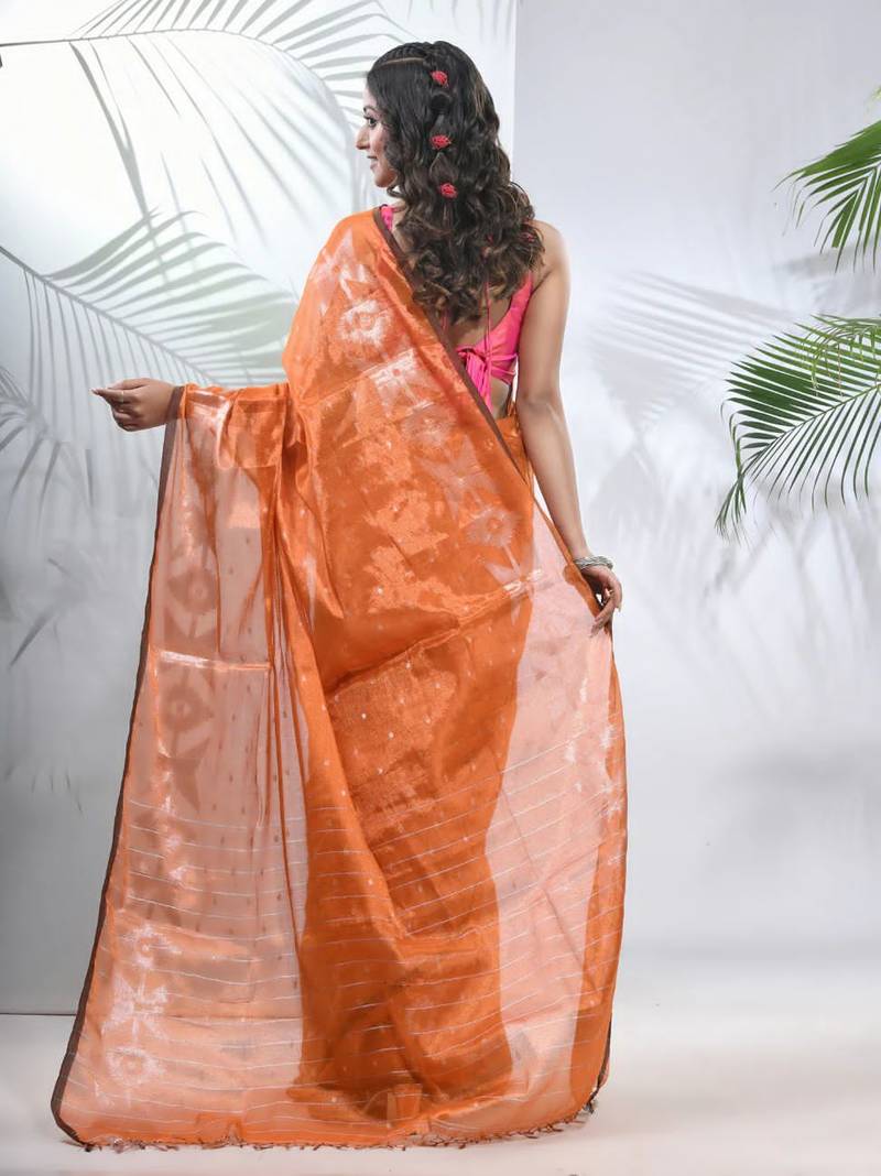 Fabulous Orange Soft Tissue Saree 