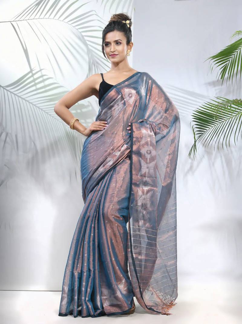 Fabulous Blue Soft Tissue Saree 