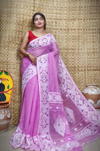 Beautiful Violet All Body Plain Dhakai Jamdani