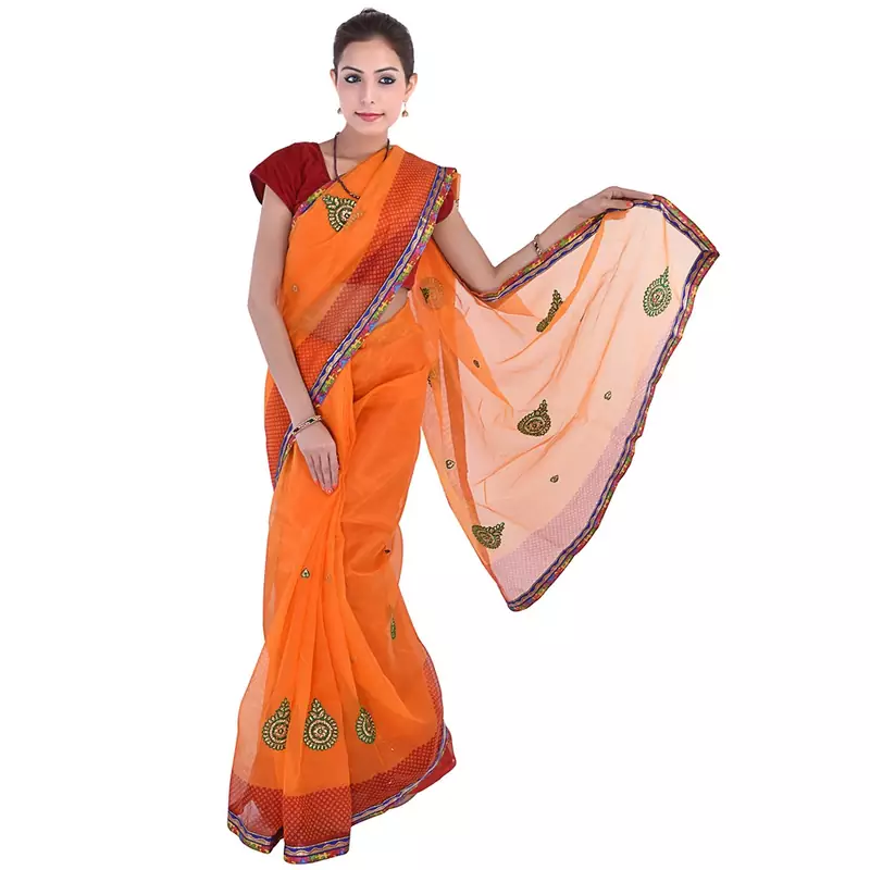 Zari Resham Embroidery Work N Fancy Border Saree Deepawali Gift 291