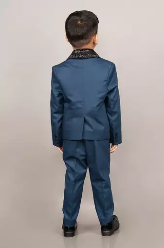Blue laple embroidered tuxedo set