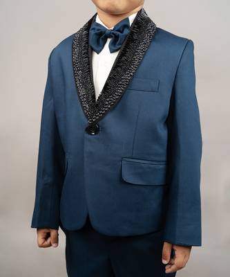 Blue laple embroidered tuxedo set 4