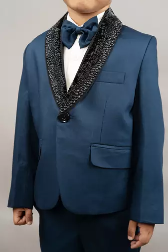Blue laple embroidered tuxedo set