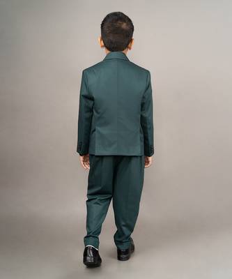 Green cotton blend embroidery tuxedo set 3