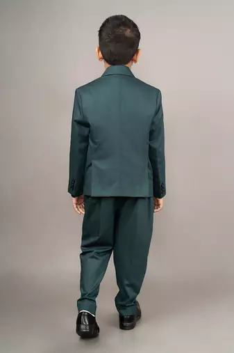 Green cotton blend embroidery tuxedo set