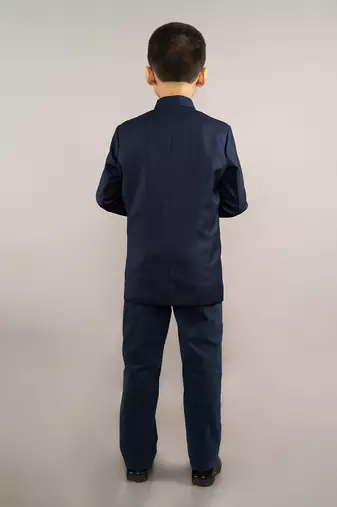 Blue viscose blend embroidery coat set