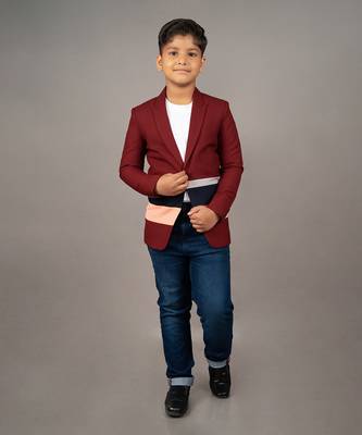 Maroon viscose blend striped blazer 1