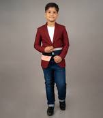 Maroon viscose blend striped blazer