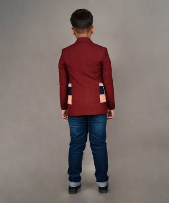 Maroon viscose blend striped blazer 3