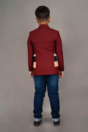 Maroon viscose blend striped blazer