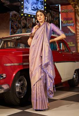 purple silk blend kanjivaram zari saree 2