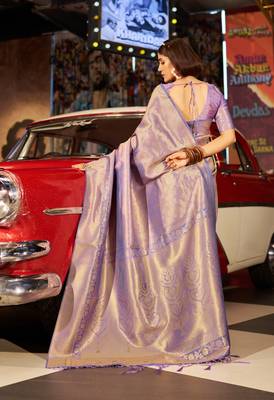 purple silk blend kanjivaram zari saree 3