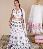 Amazing White Embroidery Work Georgette Lehenga Choli With Dupatta 