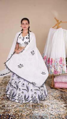 Amazing White Embroidery Work Georgette Lehenga Choli With Dupatta  2