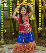 Banjara India Kutchi Embroidered Girls Lehenga Choli Set with Dupatta (CC-BTTA) - Blue