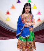 Banjara India Kutchi Embroidered Girls Lehenga Choli Set with Dupatta (CC-BTTA) - Green