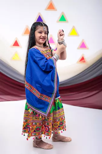 Banjara India Kutchi Embroidered Girls Lehenga Choli Set with Dupatta (CC-BTTA) - Green