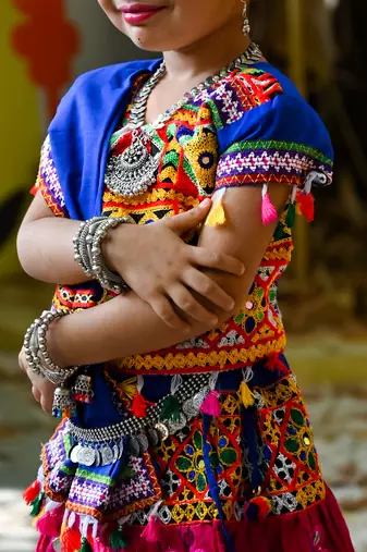 Banjara India Kutchi Work Embroidered Girls Lehenga Choli Set with Dupatta (CC-RSGL) - Pink