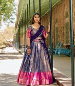 Women's Kanjivaram With Zari Weaving Work Lehenga Choli Set 