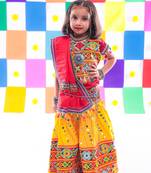 Banjara India Kutchi Work Embroidered Girls Lehenga Choli Set with Dupatta (CC-RSGL) - Yellow