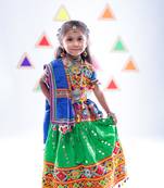 Banjara India Kutchi Work Embroidered Girls Lehenga Choli Set with Dupatta (CC-RSGL) - Green