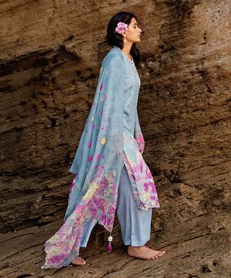 Grey chiffon printed kurta set 3
