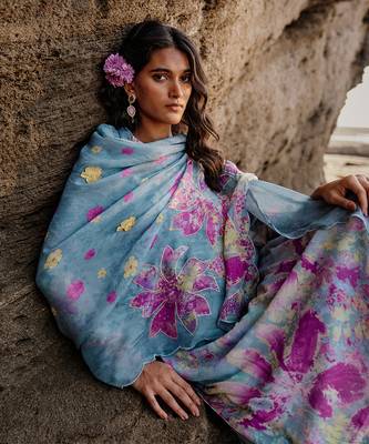 Grey chiffon printed kurta set 5