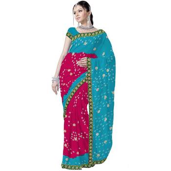 Marvellous Ethnic Pure Chiffon Tie N Dye Saree Deepawali Gift 178 1