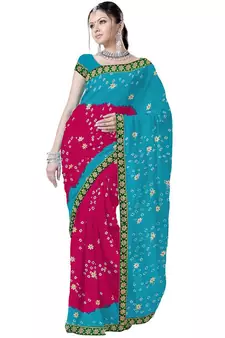Marvellous Ethnic Pure Chiffon Tie N Dye Saree Deepawali Gift 178