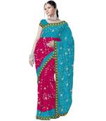 Marvellous Ethnic Pure Chiffon Tie N Dye Saree Deepawali Gift 178