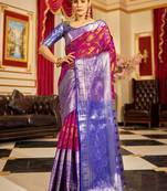 Rani Classic Soft Cotton Zari Woven Design Saree With Blouse For Women