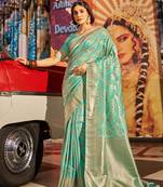 Green Kabutai silk bland banarasi style soft zari weaving saree with Blouse