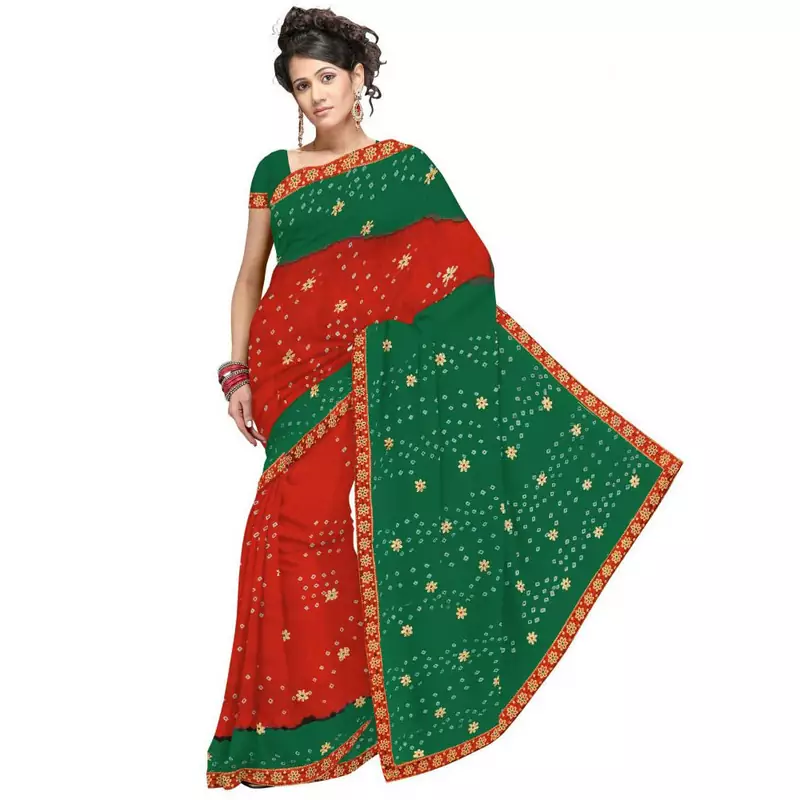 Exclusive Pure Chiffon Tie N Dye Saree N Blouse Deepawali Special Gift 180