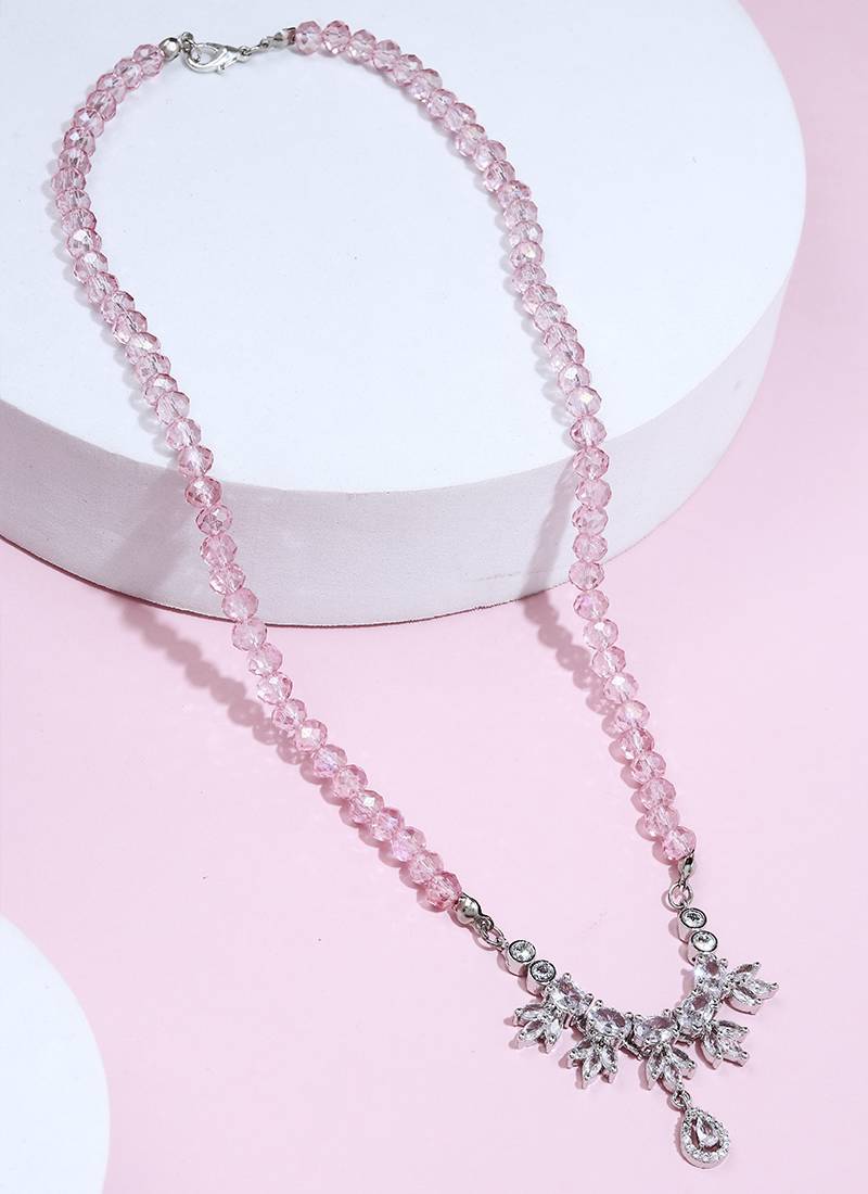 American Diamond Pink necklace