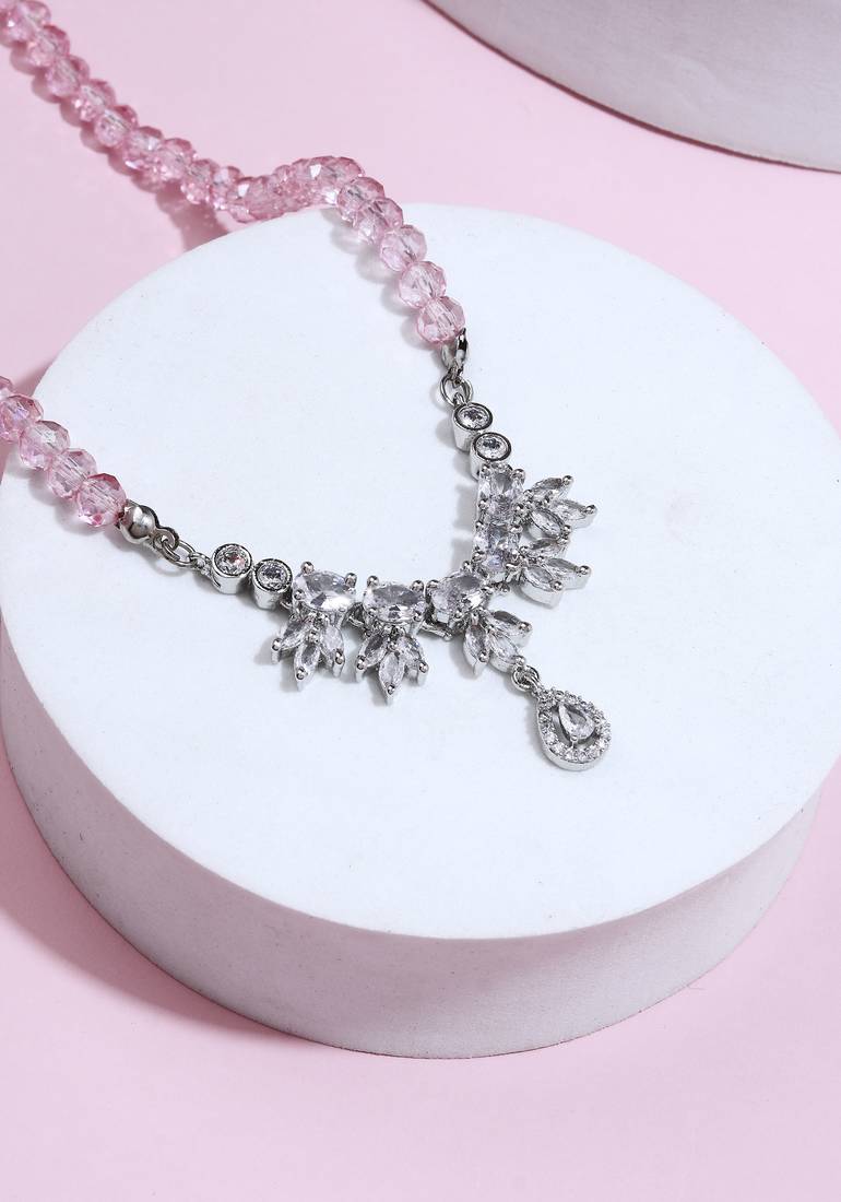American Diamond Pink necklace