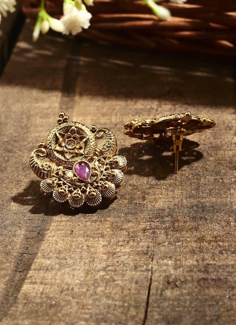 Gold-Plated Peacock Earrings