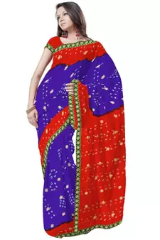 Ethnic Tie N Dye Exclusive Chiffon Purple Saree Diwali Special Gift 182